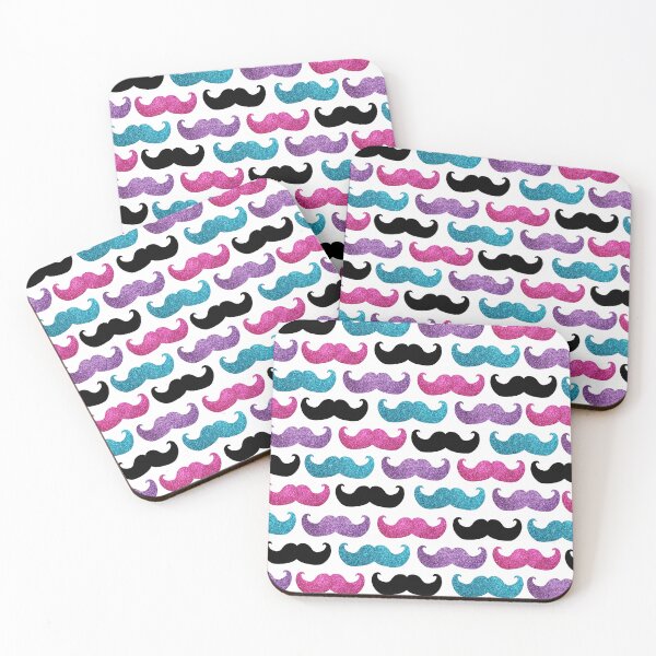Item preview, Mustache Pattern Pink Purple Blue and Black Moustaches designed and sold by inspirationzgal.