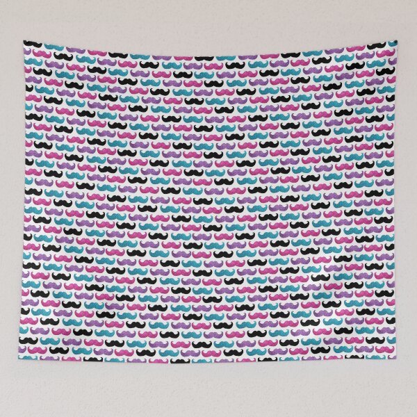 Item preview, Mustache Pattern Pink Purple Blue and Black Moustaches designed and sold by inspirationzgal.