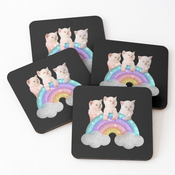 Item preview, Cute Kitten with glitter rainbow designed and sold by BiblioFoxstore.