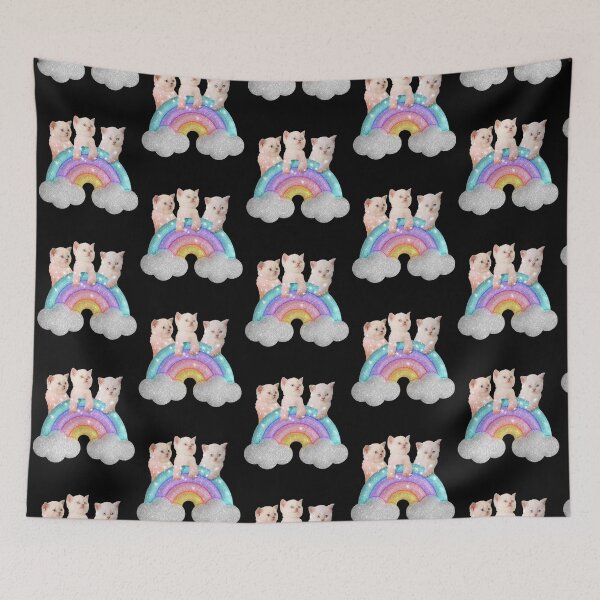 Item preview, Cute Kitten with glitter rainbow designed and sold by BiblioFoxstore.