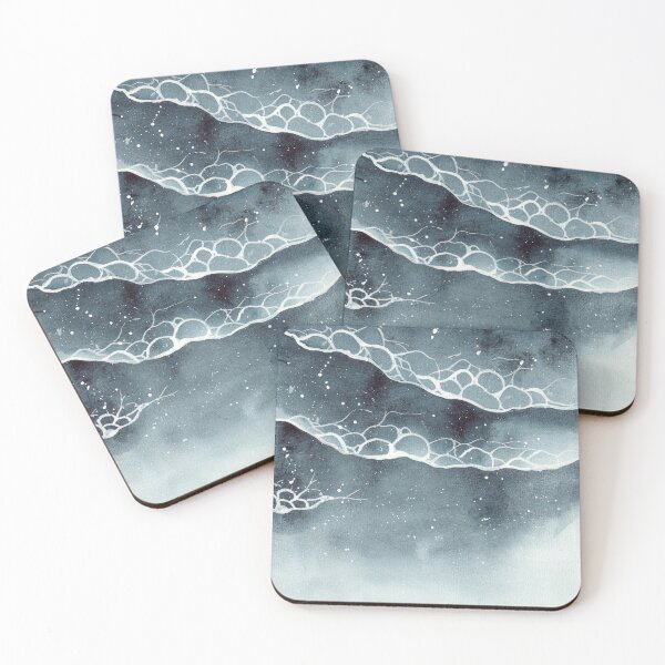 Item preview, Watercolor navy blue ocean waves with white seafoam  designed and sold by MaryWatercolor.