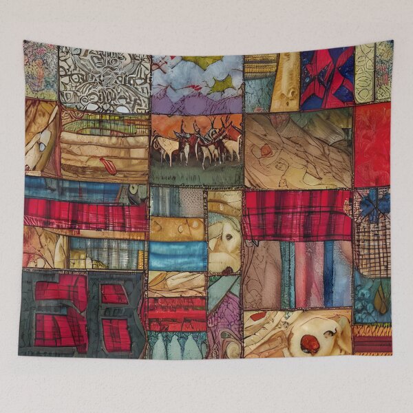 Item preview, Abstract Colorful Patchwork Simulated Quilt Pattern designed and sold by Sweet  Zoe Shop.