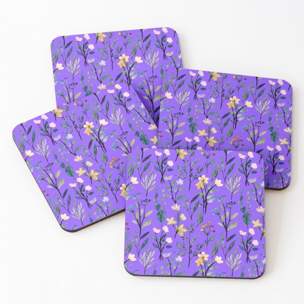 Item preview, Wildflower Pattern On Purple Background designed and sold by TheCatmeow2000.