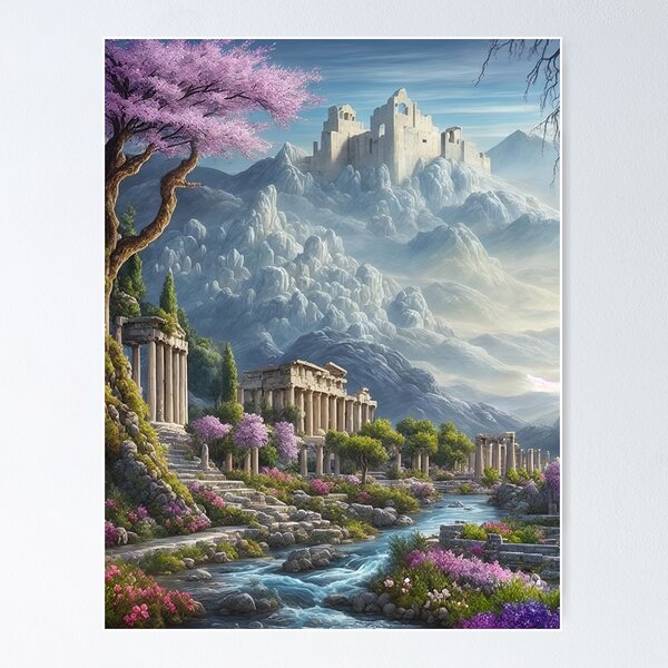 Item preview, Greek mythical clouds city painting designed and sold by RK - Shop.