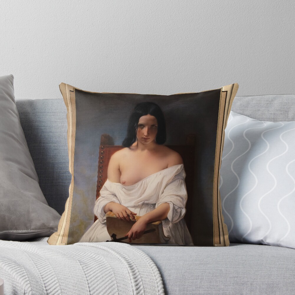 Meditation on the History of Italy by Francesco Hayez - An Allegorical Beauty Of Time 3 Meditation on the History of Italy by Francesco Hayez Remastered Xzendor7 Classical Art Old Masters Reproductions Decorative Art Print Throw Pillow