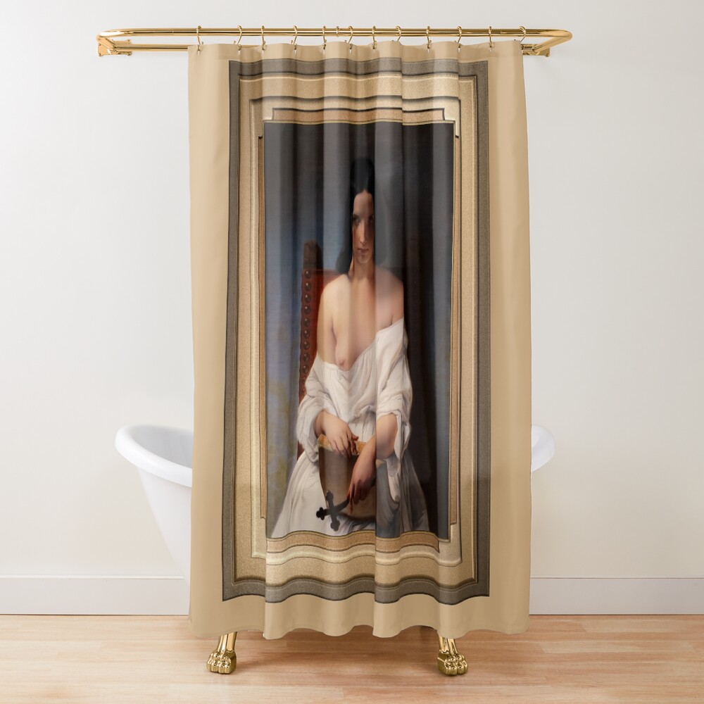 Meditation on the History of Italy by Francesco Hayez - An Allegorical Beauty Of Time 4 Meditation on the History of Italy by Francesco Hayez Remastered Xzendor7 Classical Art Old Masters Reproductions Decorative Art Print Shower Curtain