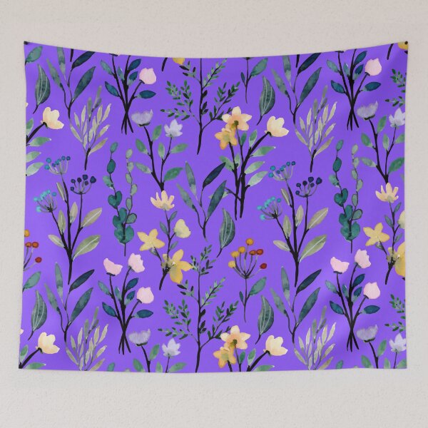 Item preview, Wildflower Pattern On Purple Background designed and sold by TheCatmeow2000.