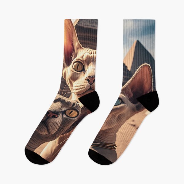 Item preview, Three tourist sphynx cats taking selfie at pyramids designed and sold by RK - Shop.