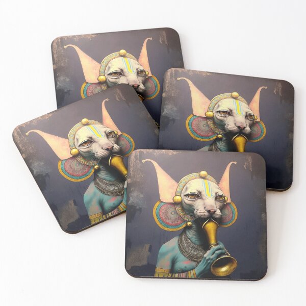 Item preview, Peterbald cat playing trumpet musician cat designed and sold by bellabitis.