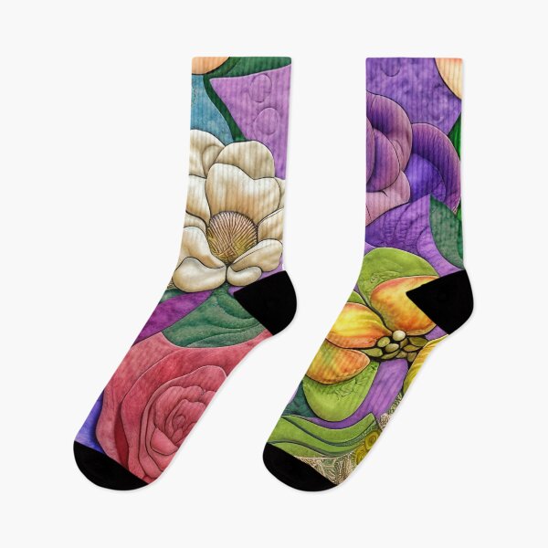 Item preview, Vibrant Pop of Colors Simulated Floral Quilt Pattern designed and sold by Sweet  Zoe Shop.