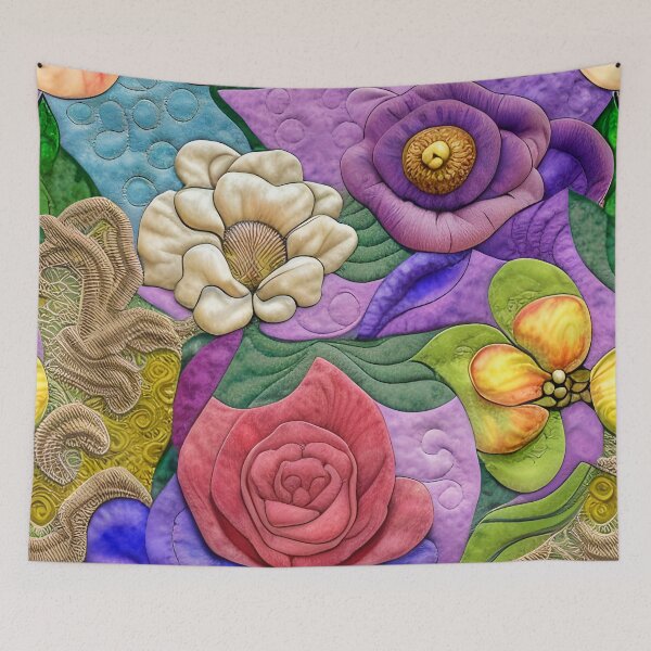 Item preview, Vibrant Pop of Colors Simulated Floral Quilt Pattern designed and sold by Sweet  Zoe Shop.
