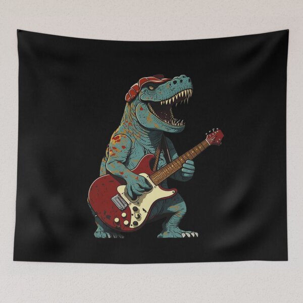 Item preview, A Dinosaur Playing A Guitar, T-Rex Playing Guitar designed and sold by Gerald Waters.