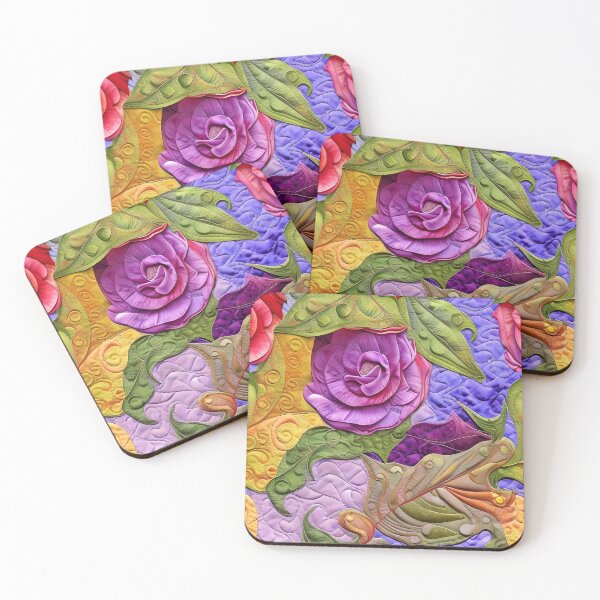 Item preview, Stunning Colorful Flowers and Leaves Simulated Quilt designed and sold by Sweet  Zoe Shop.