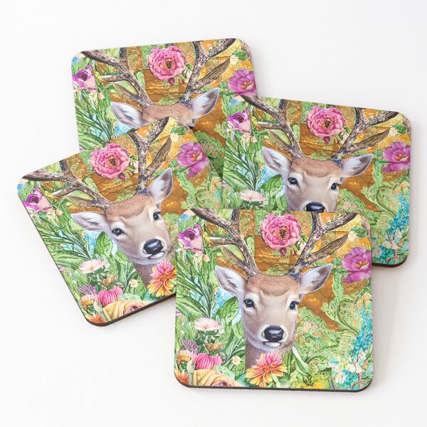 Item preview, Flowers and Deer Colorful Abstract Decoupage designed and sold by Sweet  Zoe Shop.