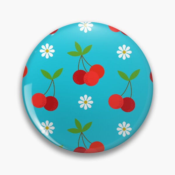Item preview, Retro Cherries Pattern With Leaves On Aqua designed and sold by DEC02.