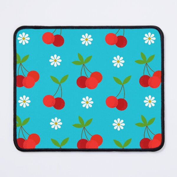 Item preview, Retro Cherries Pattern With Leaves On Aqua designed and sold by DEC02.