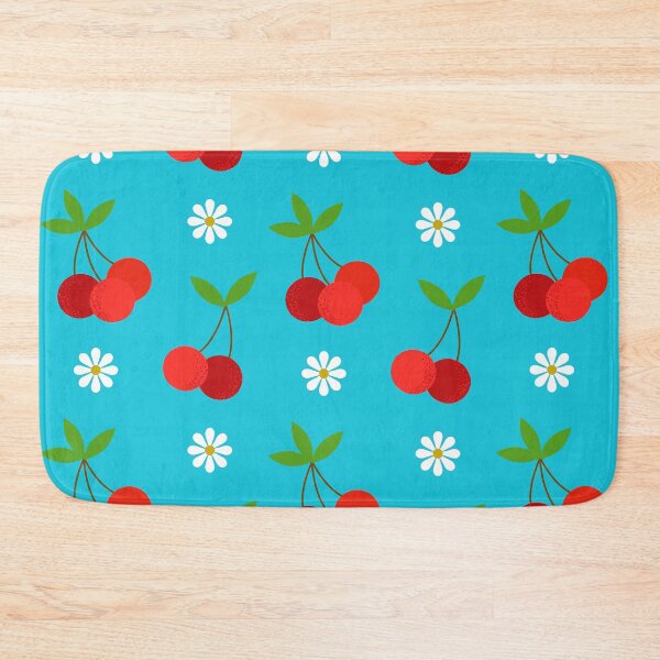 Item preview, Retro Cherries Pattern With Leaves On Aqua designed and sold by DEC02.