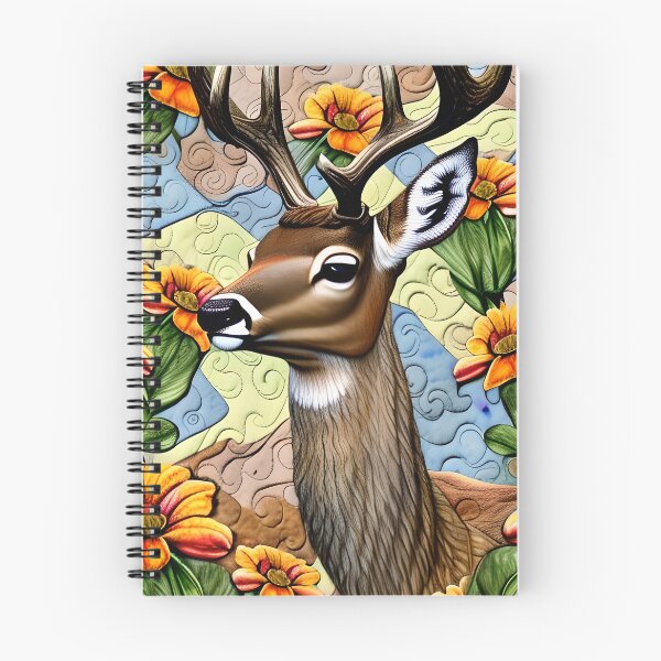 Item preview, Stunning Deer with Flowers Muted Colors Simulated Quilt designed and sold by Sweet  Zoe Shop.