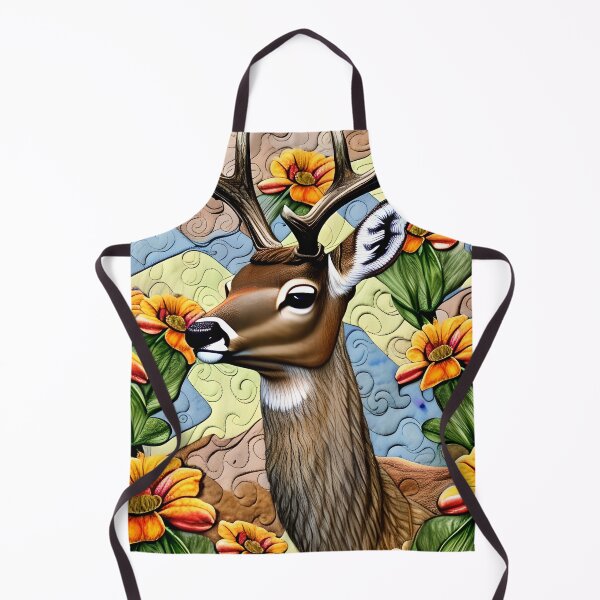 Item preview, Stunning Deer with Flowers Muted Colors Simulated Quilt designed and sold by Sweet  Zoe Shop.