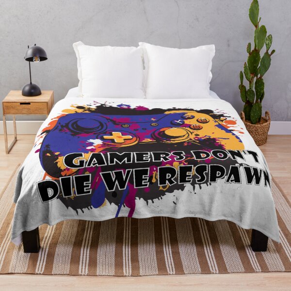 Artikelvorschau, Gamer sterben nicht, wir respawnen, farbenfroher Gaming-Controller entworfen und verkauft von HBWOLFARTS.