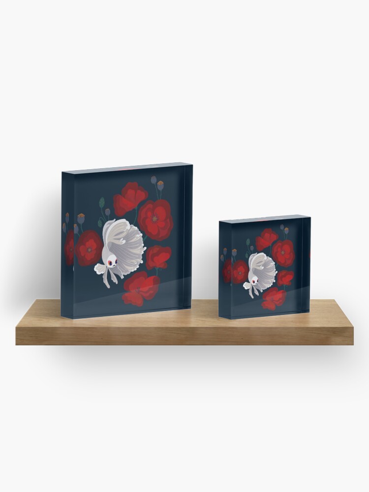 Alternate view of Bettas and Poppies Acrylic Block