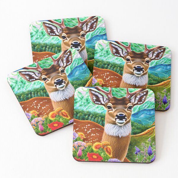 Item preview, Majestic Deer Big Antlers, Beautiful Mountain Floral Valley designed and sold by Sweet  Zoe Shop.