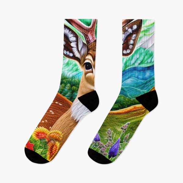 Item preview, Majestic Deer Big Antlers, Beautiful Mountain Floral Valley designed and sold by Sweet  Zoe Shop.