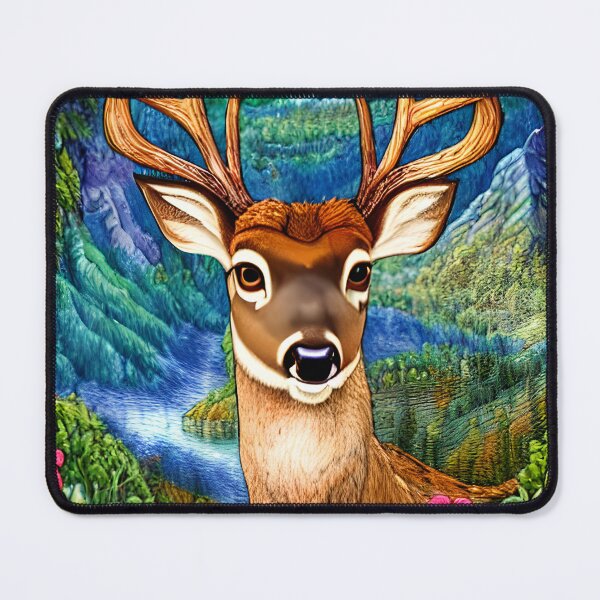 Item preview, Deer with Big Antlers Beautiful Wildflowers, Mountains and Valley  designed and sold by Sweet  Zoe Shop.