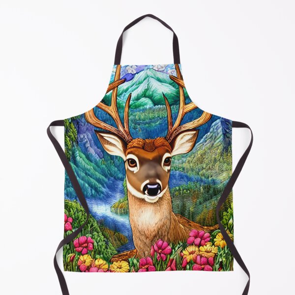 Item preview, Deer with Big Antlers Beautiful Wildflowers, Mountains and Valley  designed and sold by Sweet  Zoe Shop.