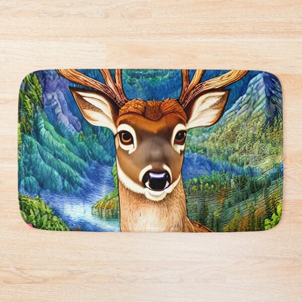 Item preview, Deer with Big Antlers Beautiful Wildflowers, Mountains and Valley  designed and sold by Sweet  Zoe Shop.
