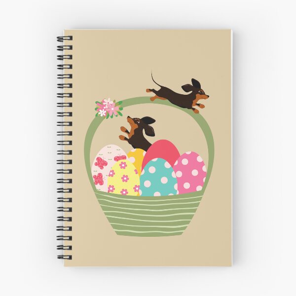 Item preview, Dachshund Dog with Easter Eggs in Basket designed and sold by SeasonalDogs.