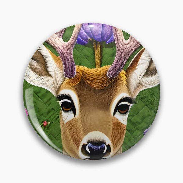 Item preview, Deer Head, Antlers Flowers Simulated Quilt designed and sold by Sweet  Zoe Shop.