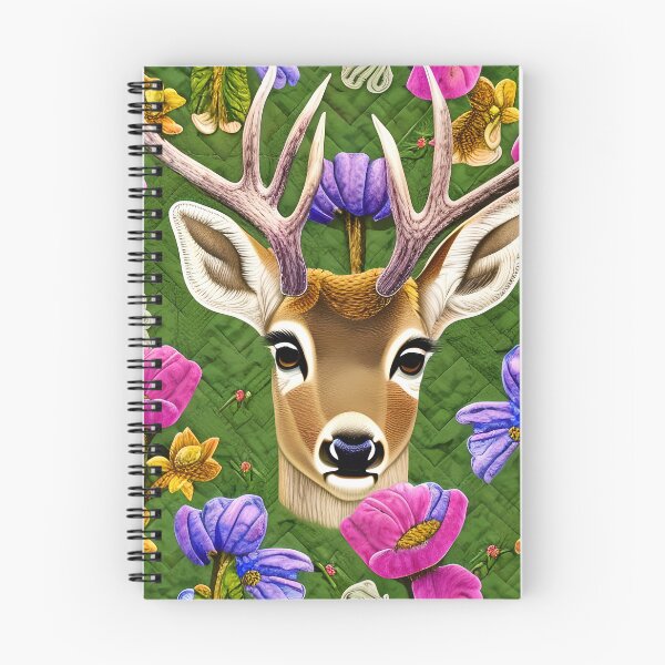 Item preview, Deer Head, Antlers Flowers Simulated Quilt designed and sold by Sweet  Zoe Shop.