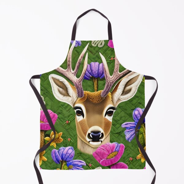 Item preview, Deer Head, Antlers Flowers Simulated Quilt designed and sold by Sweet  Zoe Shop.