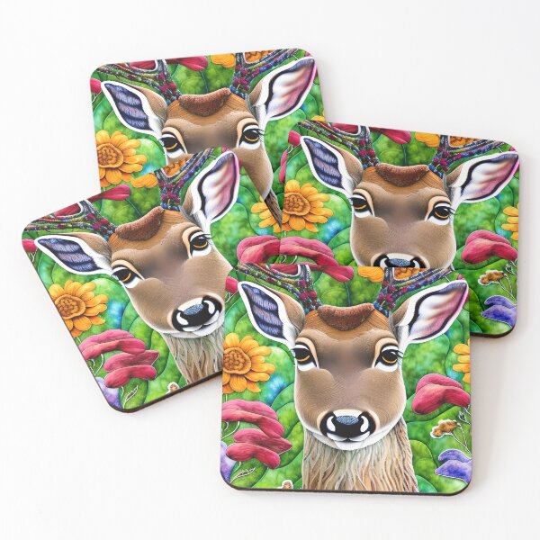 Item preview, Floral Deer Simulated Quilt designed and sold by Sweet  Zoe Shop.