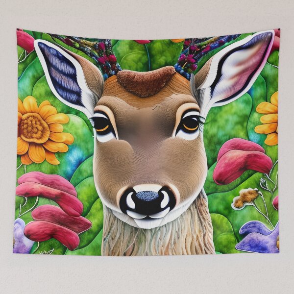Item preview, Floral Deer Simulated Quilt designed and sold by Sweet  Zoe Shop.