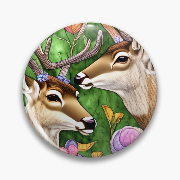 Item preview, Two Deer Heads, Bright Flowers Simulated Quilt designed and sold by Sweet  Zoe Shop.
