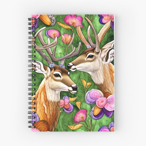 Item preview, Two Deer Heads, Bright Flowers Simulated Quilt designed and sold by Sweet  Zoe Shop.