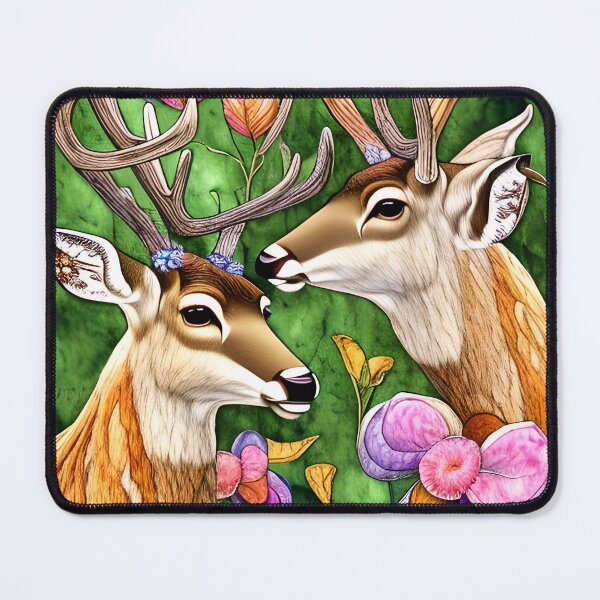 Item preview, Two Deer Heads, Bright Flowers Simulated Quilt designed and sold by Sweet  Zoe Shop.