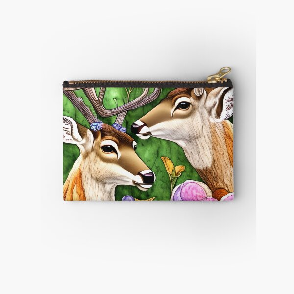 Item preview, Two Deer Heads, Bright Flowers Simulated Quilt designed and sold by Sweet  Zoe Shop.