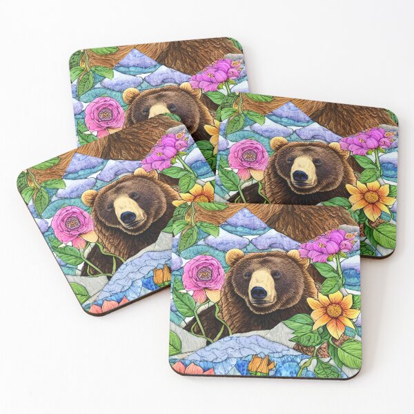 Item preview, Whimsical Bear and Flowers Simulated Quilt designed and sold by Sweet  Zoe Shop.