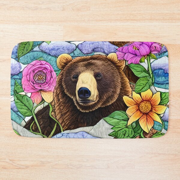 Item preview, Whimsical Bear and Flowers Simulated Quilt designed and sold by Sweet  Zoe Shop.