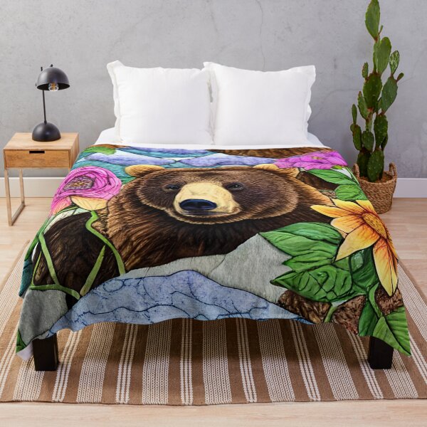 Item preview, Whimsical Bear and Flowers Simulated Quilt designed and sold by Sweet Zoe Shop.