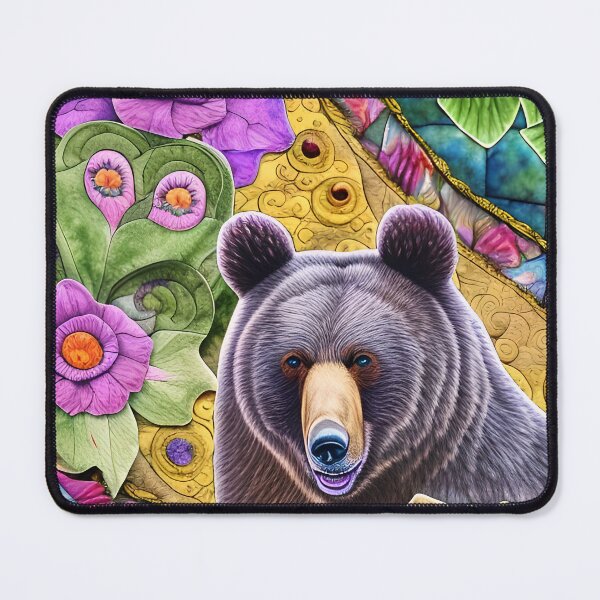 Item preview, Playful Purple Mouth Bear and Flowers Simulated Quilt designed and sold by Sweet  Zoe Shop.