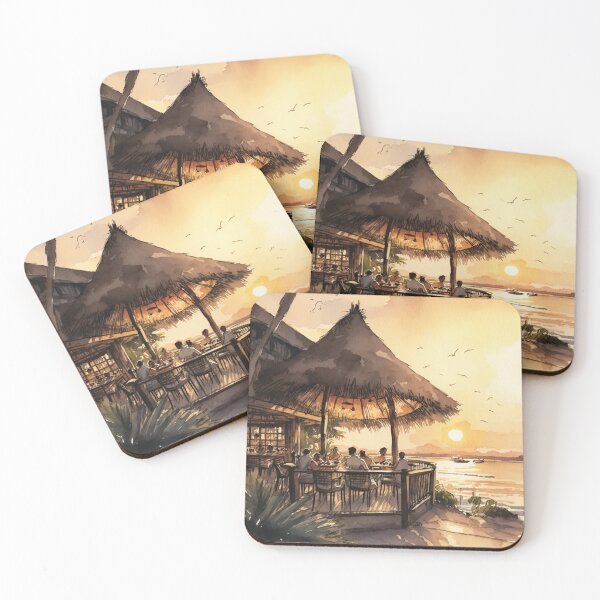 Item preview, Sunset Bliss: A Watercolor Ode to Beachfront Dining designed and sold by DiShepherd.
