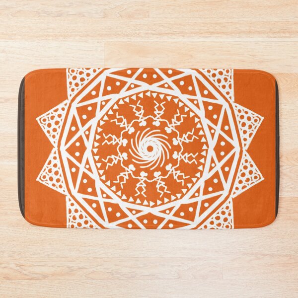 Item preview, Indian Traditional Art - Warli Tribal Art Rangoli  - Orange tile designed and sold by ShreecreatE.
