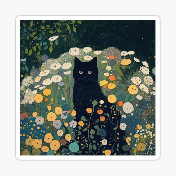 Aperçu de l'œuvre Chat dans l'inspiration du jardin Klimt créée et vendue par curiouswonder.
