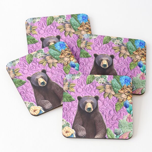 Item preview, Bear and Flowers Simulated Quilt designed and sold by Sweet  Zoe Shop.