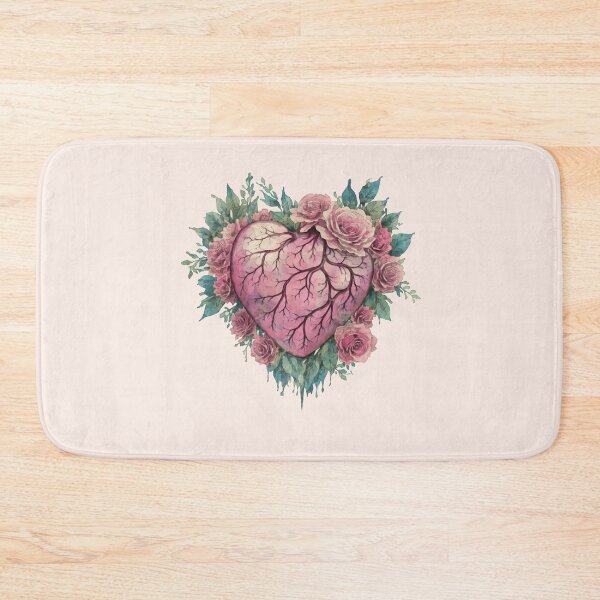 Item preview, Heart with Floral and pink roses, in love, vintage effect watercolor pink flowers designed and sold by Collagedream.