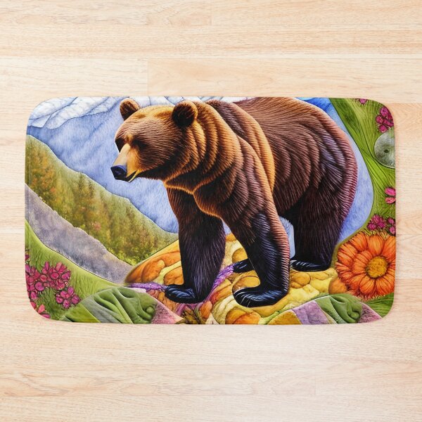 Item preview, Elegant Simulated Quilt with Bear and Flowers  designed and sold by Sweet  Zoe Shop.